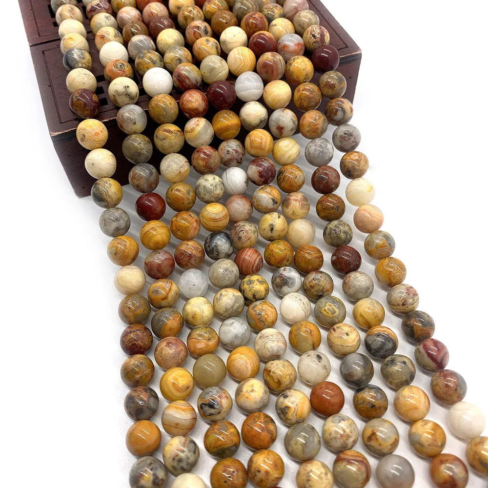 

Natural Crazy Agate Beads 6/8/10mm Round Polished Loose Bead Jewelry Accessory 1 Strand DIY Making Trendy Necklace Bracelet