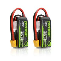 OVONIC 2s Lipo Battery 7.4V 120C 2200mAh Shorty Pack with XT60Plug for Aircraft Helicopter Specially for 1:14 RC Car RC Plane(2P