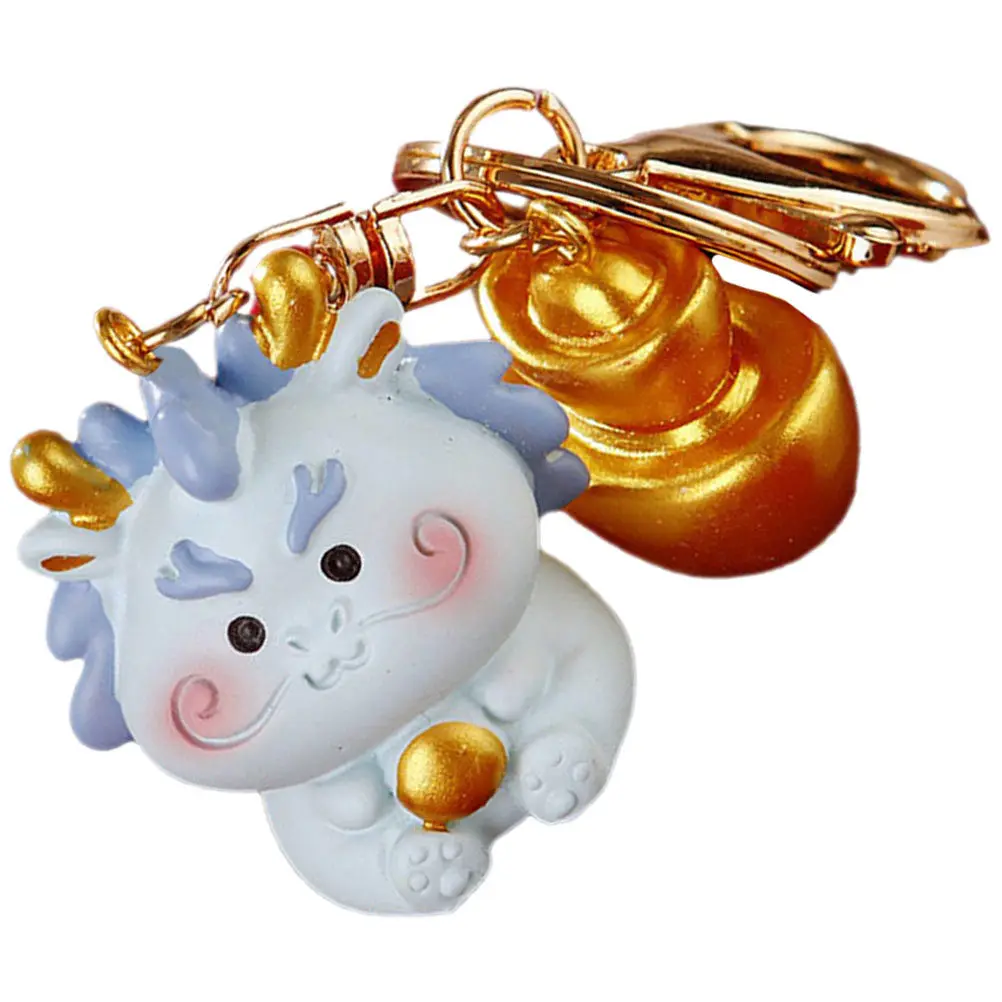 Dragon Shaped Lucky Ingot Keychain Resin Alloy Hanging Decor for Keys Bags Backpacks Suitcases Belts Purse Charm New Year Gift