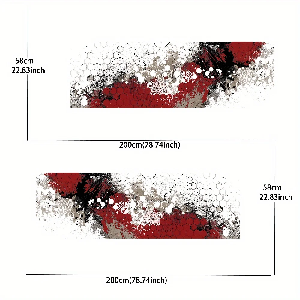 Red Paint Splatter and Honeycomb Pattern Stickers - Car Body Side Decals, Long Stripe PVC Vinyl Decals, Universal Fit for All Ca