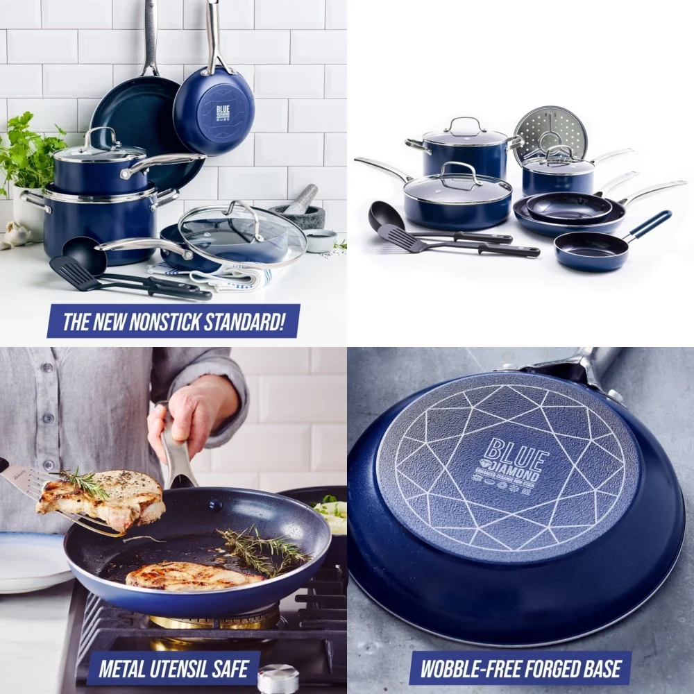 

Наборы кухонной посуды Набор керамической посуды с антипригарным покрытием, 12 предметов, безопасные и кастрюли и сковородки без токсинов