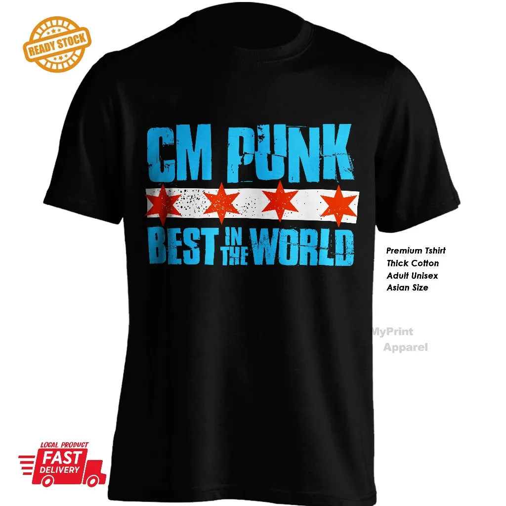 

Футболка CM в стиле панк, хлопковая борьба wwe aew, американская модная футболка, мужская уличная футболка в стиле хип-хоп, рок, женский топ с короткими рукавами и круглым вырезом
