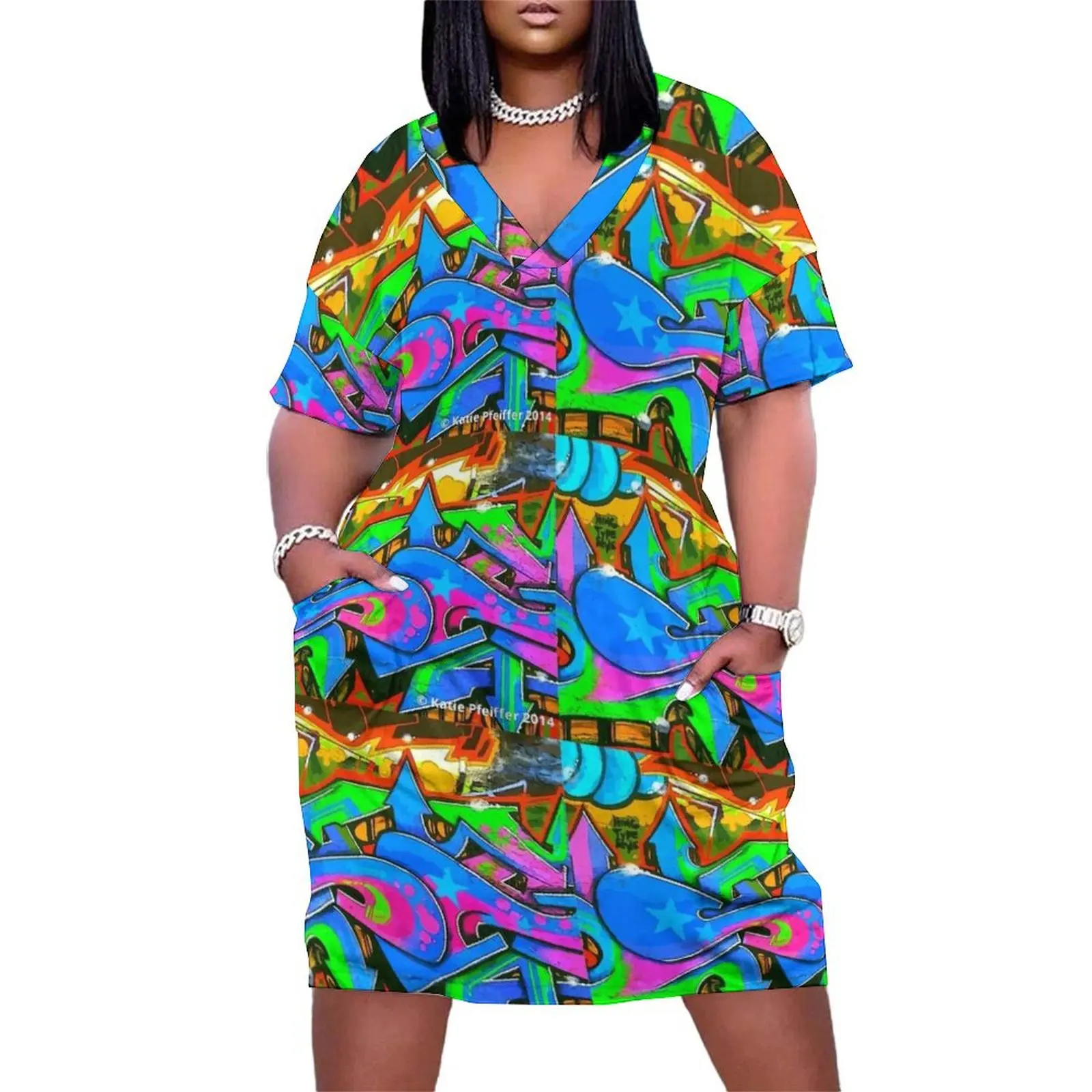 

Graffiti Wall #2 West Philly Abstract Loose Pocket Dress prom clothes fairy dress