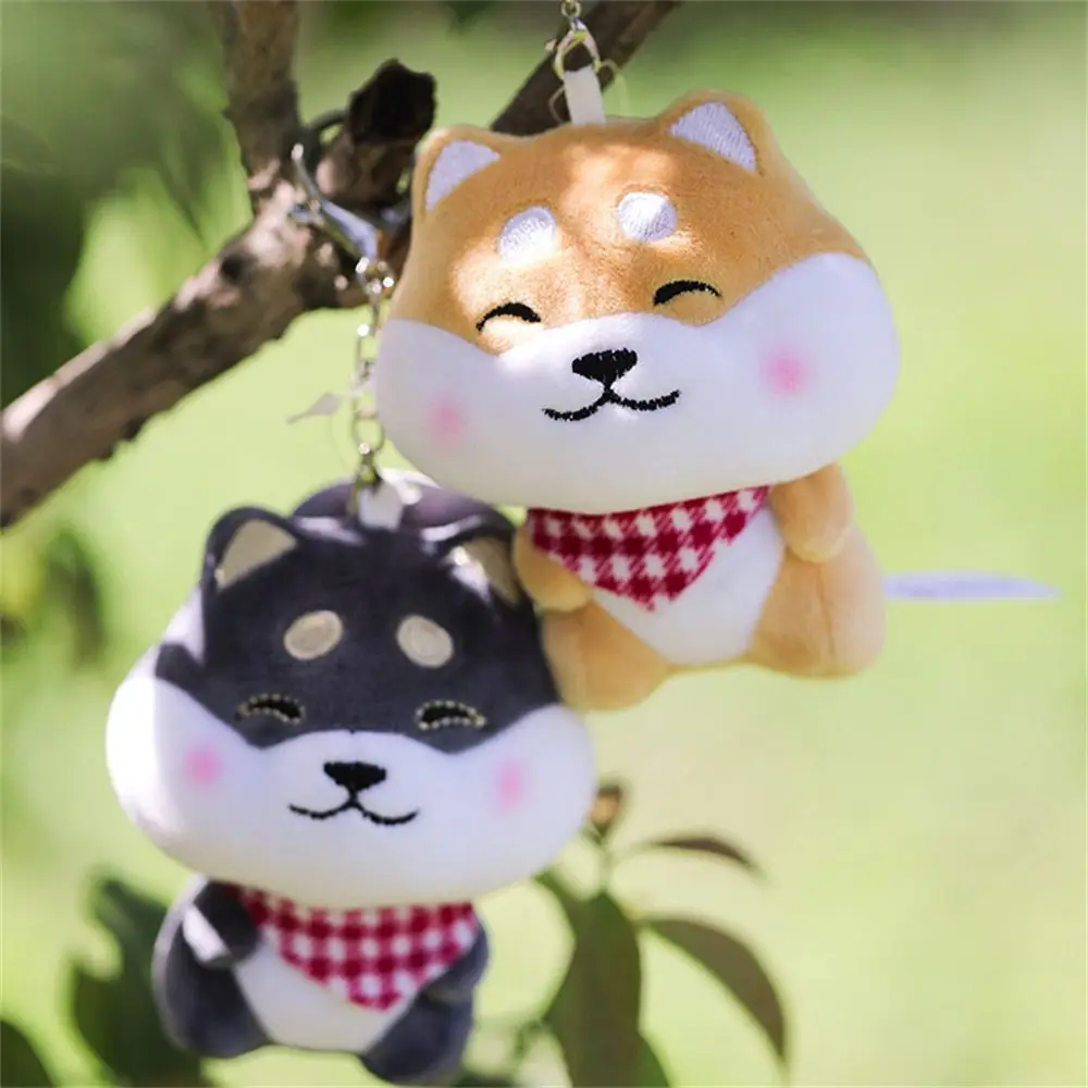 Fashion Stuffed Dog Keychain Cute Scarf Animal Scarf Shiba Keyring Backpack Puppy Dog Pendant Couple Gift