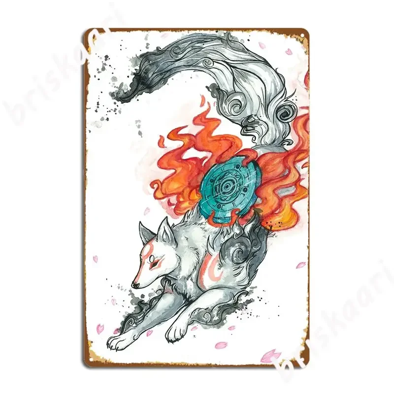 Watercolor Okami Poster Metal Plaque Club Bar Vintage Club Party Poster Tin Sign Posters