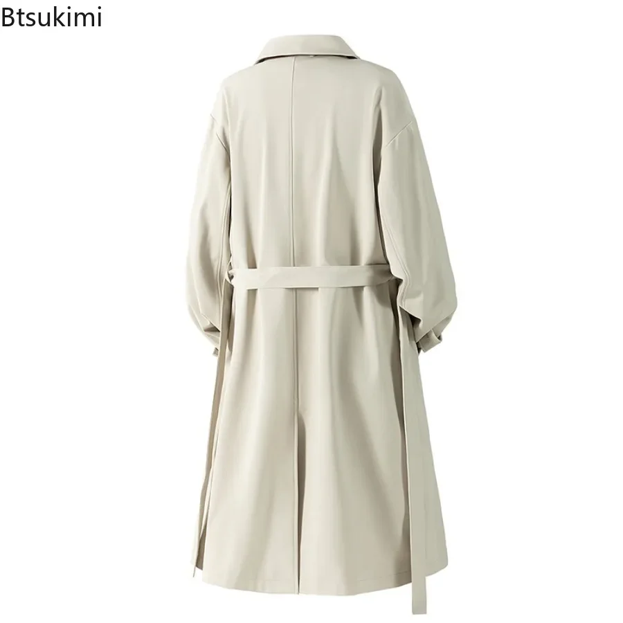 New Men's Long Trench Coats Fashion Double Breasted Lapel Design Spring Autumn Men Leisure Coats All-match Windbreaker Jackets