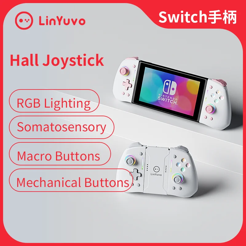 

LinYuvo KS42 Meteor Light Wireless Joy-pad with 8 Color RGB Lights for Switch/Lite/OLED, with Programmable,,Turbo & Vibration