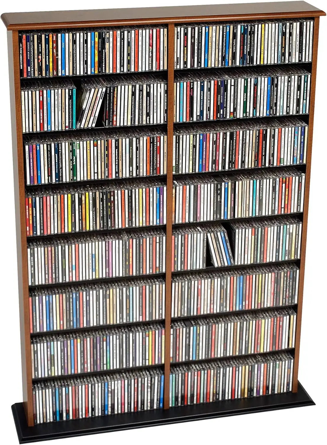

2 Column Display Cabinet Media Storage, 38.75"" Wide, Cherry
