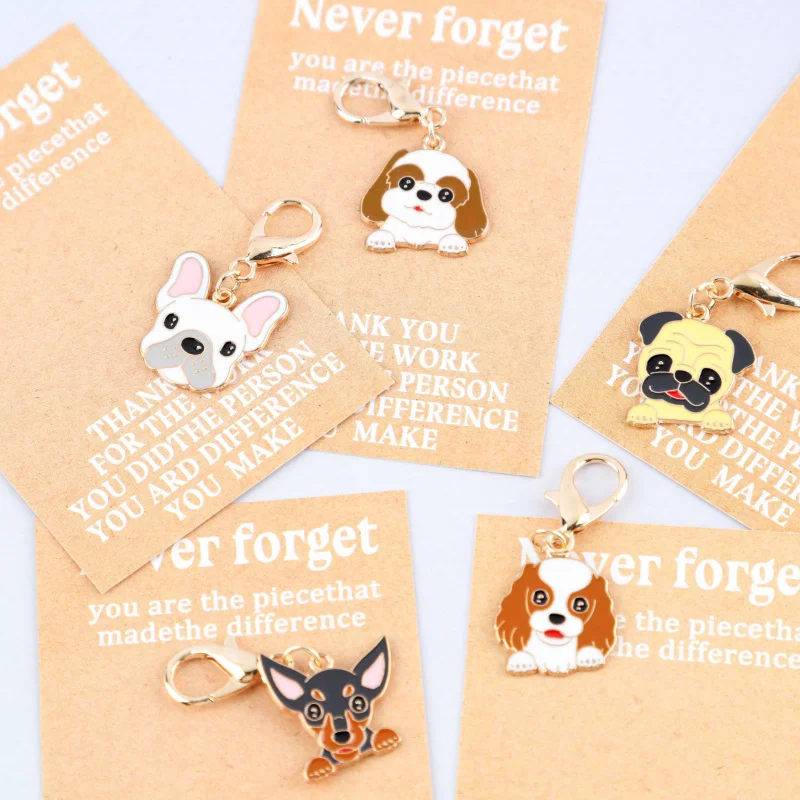 5Set Cute puppy keychain set With a thank-you card Blessings can be written on the back The perfect gift for puppy lovers Suitab