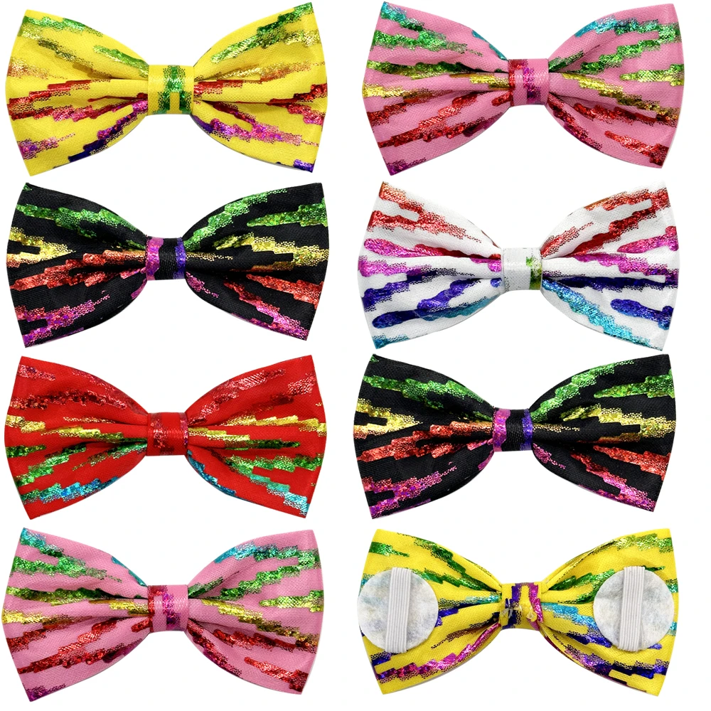 50/100Pcs Colorful Sequins Pet Supplies Sliding Dog Bow Tie Collar Accessories Dog Bows Small Dog Cat Bowties Pet Accessories