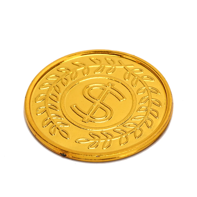 100Pcs/pack  poker casino chips bitcoin model bitcoin gold plating  Plastic Pirate Gold Coins