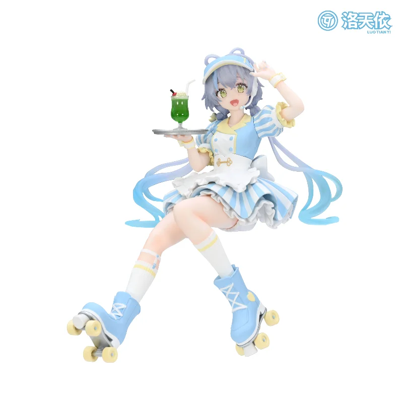 Figura de anime original Cantor virtual Luo Tianyi Garçom Ver. Postura sentada figura de ação modelo ornamentos de mesa presentes