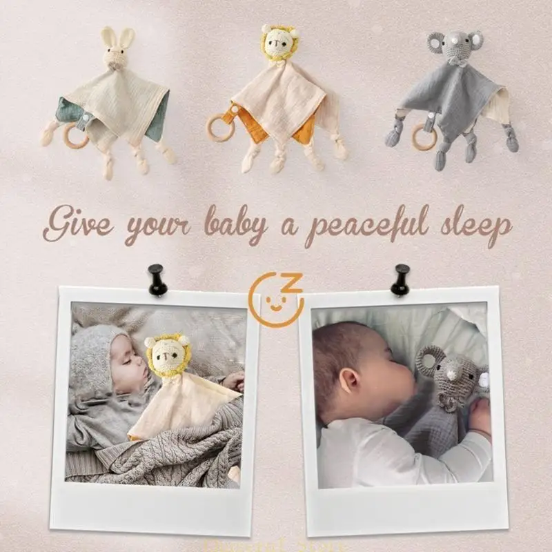 

E7CE Gentle Baby Teething Blanket with Detachable Pacifier Clip Baby Teething Blanket Soft & Soothing Newborn Comforter Gift