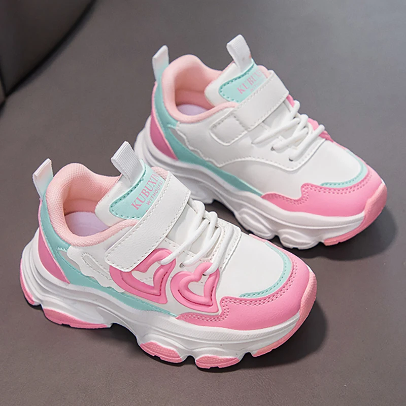 

PU Leather Sport Shoes For Children 2025 Trend Fashion Teenager Girl's Sneakers Soft-soled Breathable Boy's Girl's Running Shoes