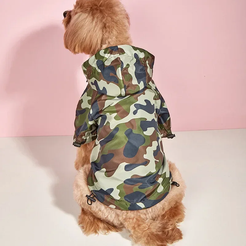 Pet Raincoat 1PC Cats & Dogs Wind & Waterproof Raincoat Summer Breathable Camouflage Reflective Rain Poncho Small & Medium