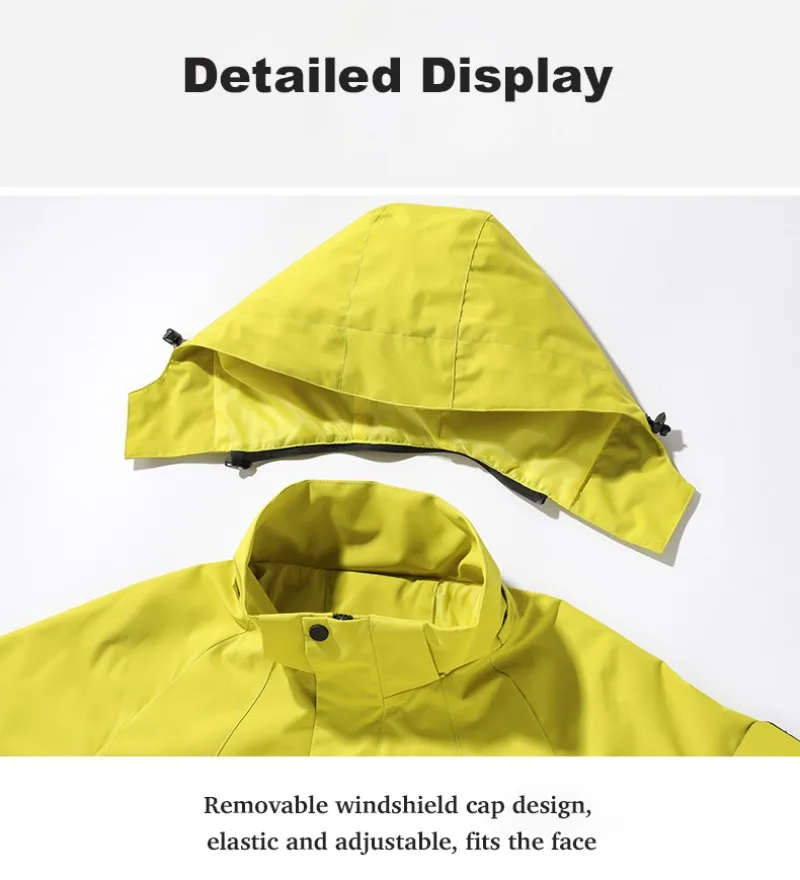 Men\'s Autumn Waterproof Hiking Climbing Jacket Unisex Windbreaker Outdoor Casual Camping Fishing Coat Detachable Hat Jacket Man