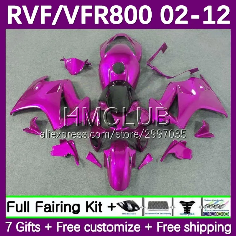 interceptor For HONDA VFR800 VFR 800RR 800 RR 02 03 04 05 06 07 13No.165 VFR800RR 2008 2009 2010 2011 2012 Fairing Metal Rose