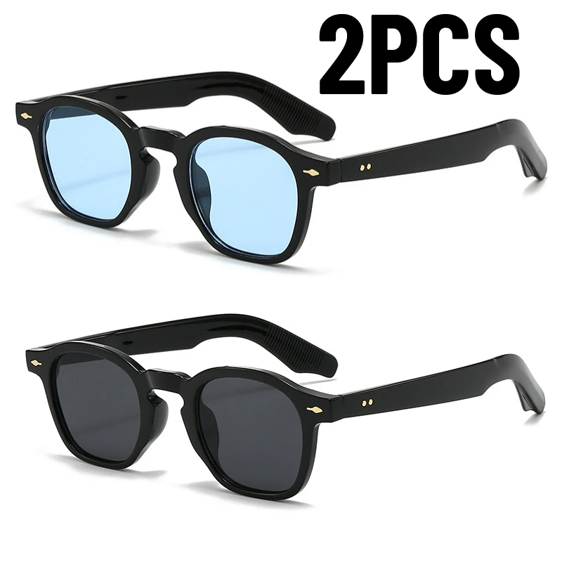 1/2 SZT. Koreańskie Retro Małe Kwadratowe Okulary Przeciwsłoneczne Damskie Oprawki TR90 Kwadratowe Okulary Przeciwsłoneczne Uv400 Męskie Niebieskie Soczewki Lato 2025