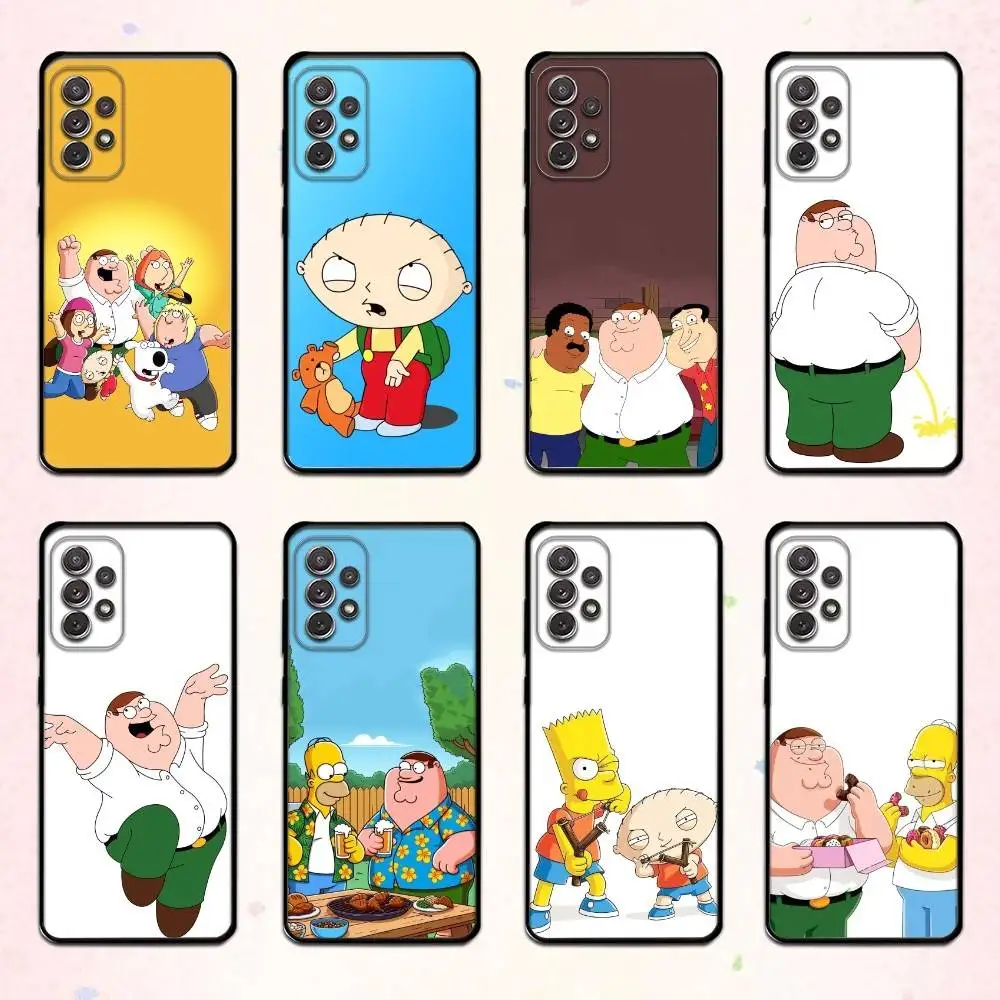 C-Cartoon F-Family Funny Guy  Phone Case For Samsung S 25,24,23,22,30,21,10,9,Ultra,Plus,Lite,FE,4,5 G Soft Black Case