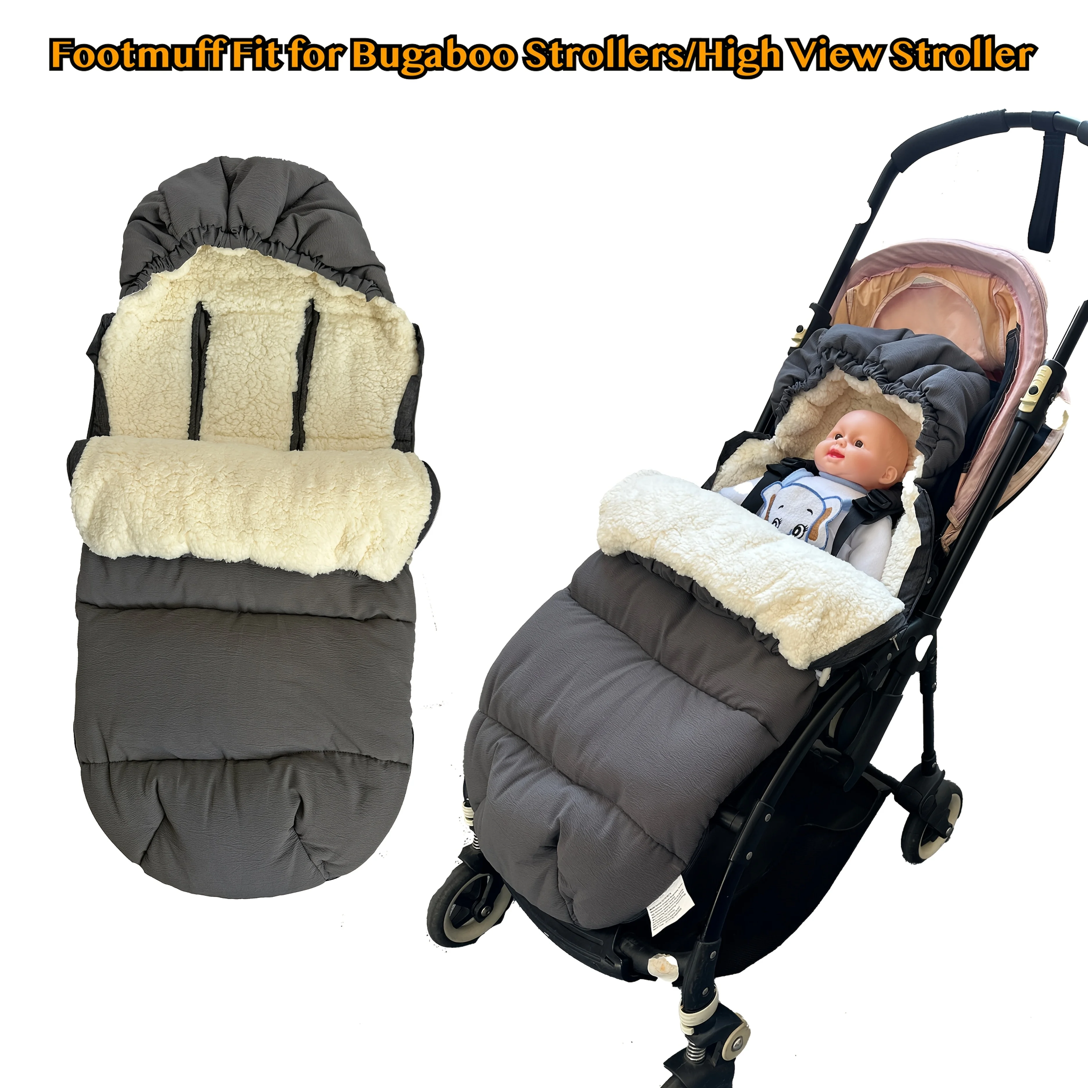 Baby Stroller Footmuff for Bugaboo Winter Warm Sleeping Bag Faux Fleece Stroller Cover
