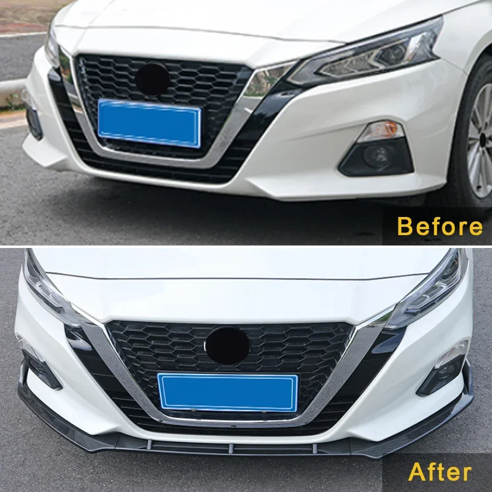 For Nissan Altima L34 2019 2020 2021 2022 2023 3PCS Car Front Bumper Lip Body Kit Spoiler Splitter Bumper Canard Guard Body Kit