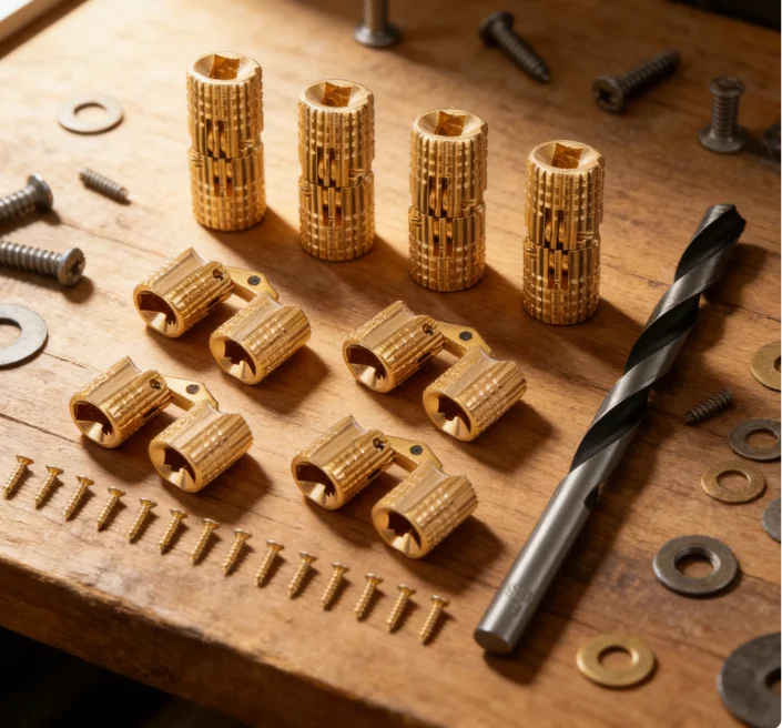 8mm Brass Cylinder Concealed Hinge With Drill Bit, 180° Opening Stainless Steel Cabinet Hardware Invisible Cabinet Hinge