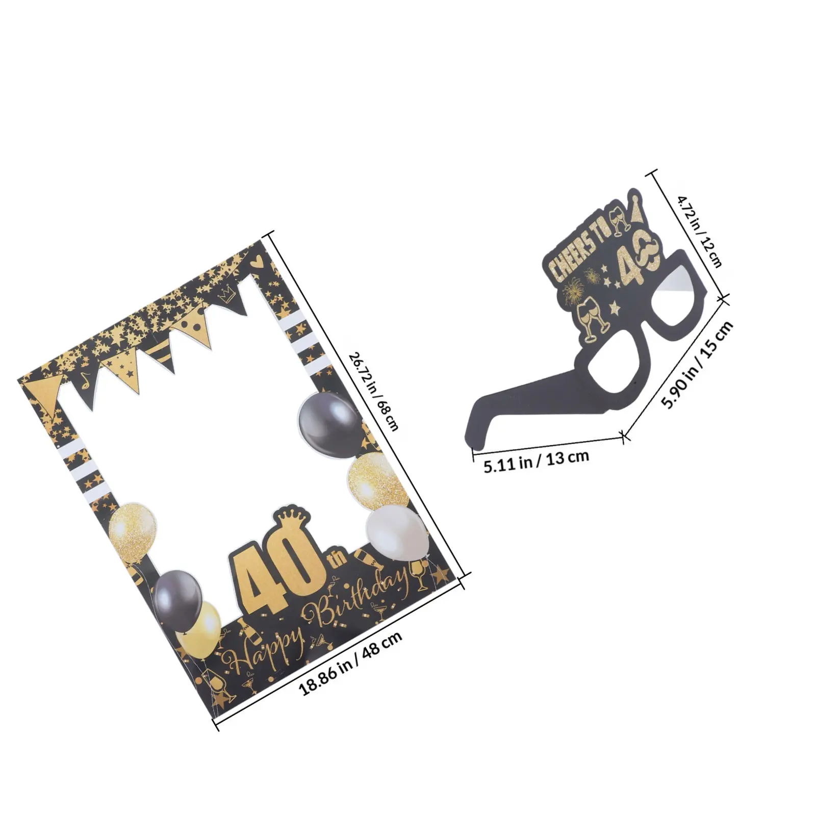 1Set Birthday Paper Eyeglasses Photo Props 40Th Birthday Party Decorations Vintage Glitter Glasses Funny Photo Props