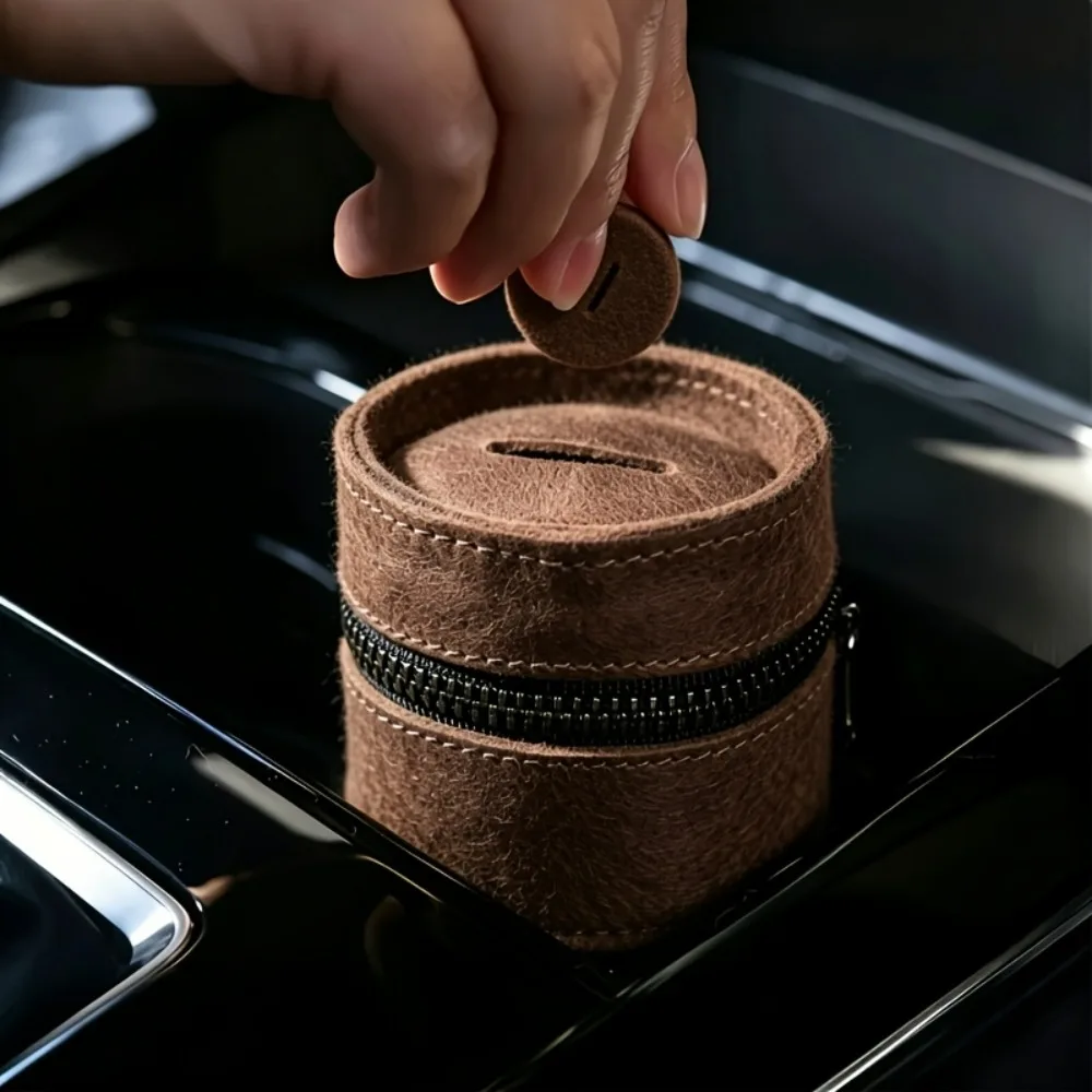 1pc Handcrafted Car Coin Bank Money Holder for Storing Change Cash Zipper Pouch with Penny Bank Car Cup Holder