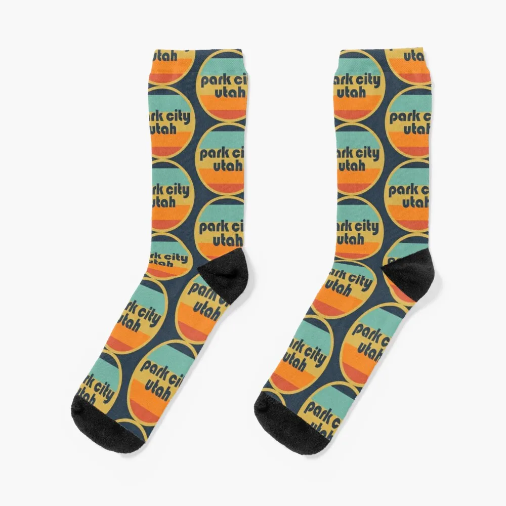 

Park City Circle Graphic Retro Stripes Gold Socks Men Socks Bamboo Socks Men