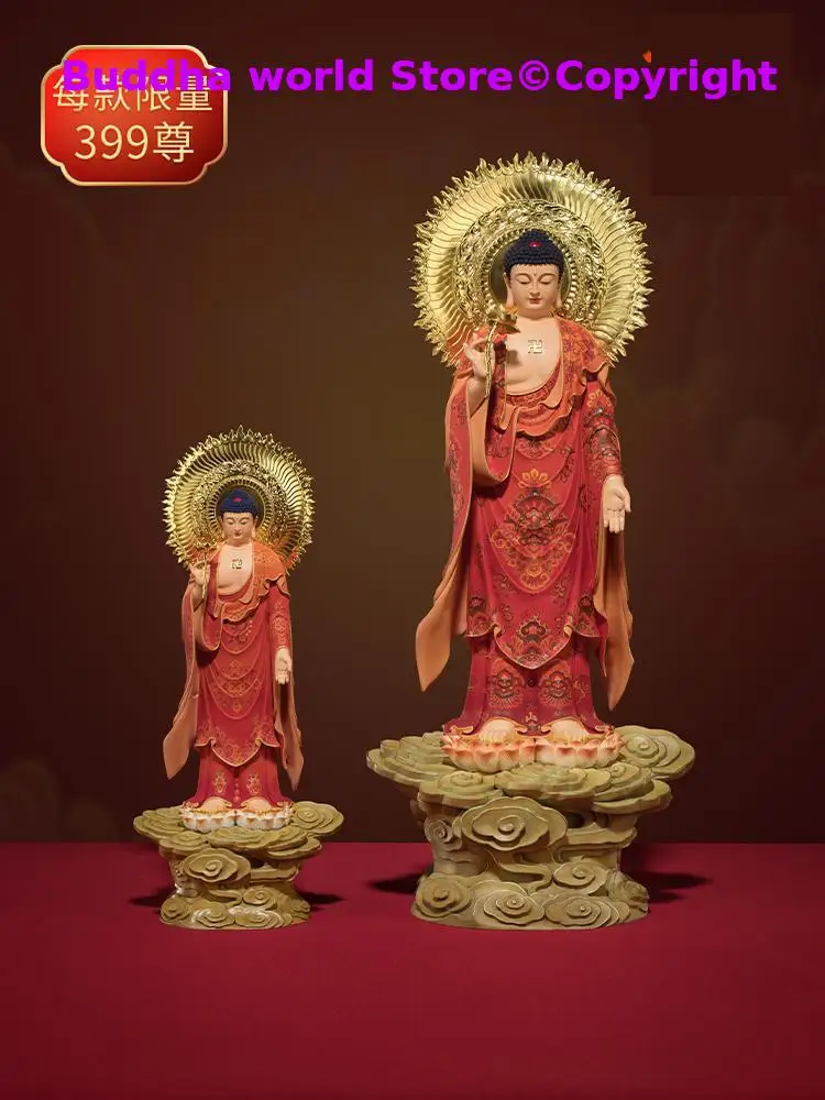 

Global Limited TOP Painted Buddha figure Peace Buddha 100% Handmade Bronze Sculpture copper carving Decorate Buddha statue