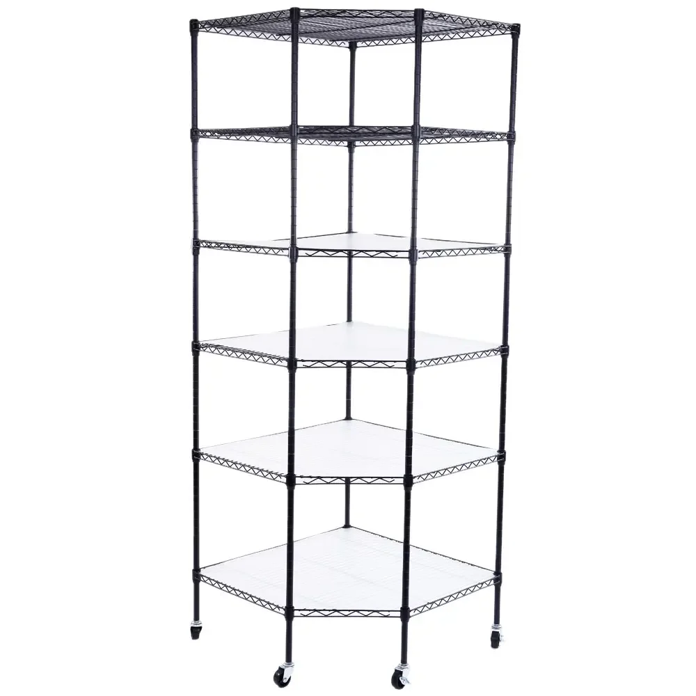 

6 Tiers Corner Shelf, Adjustable Metal Storage Wire Shelving Unit Corner Rack Corner Shelving, Free Standing Corner Storage Rack