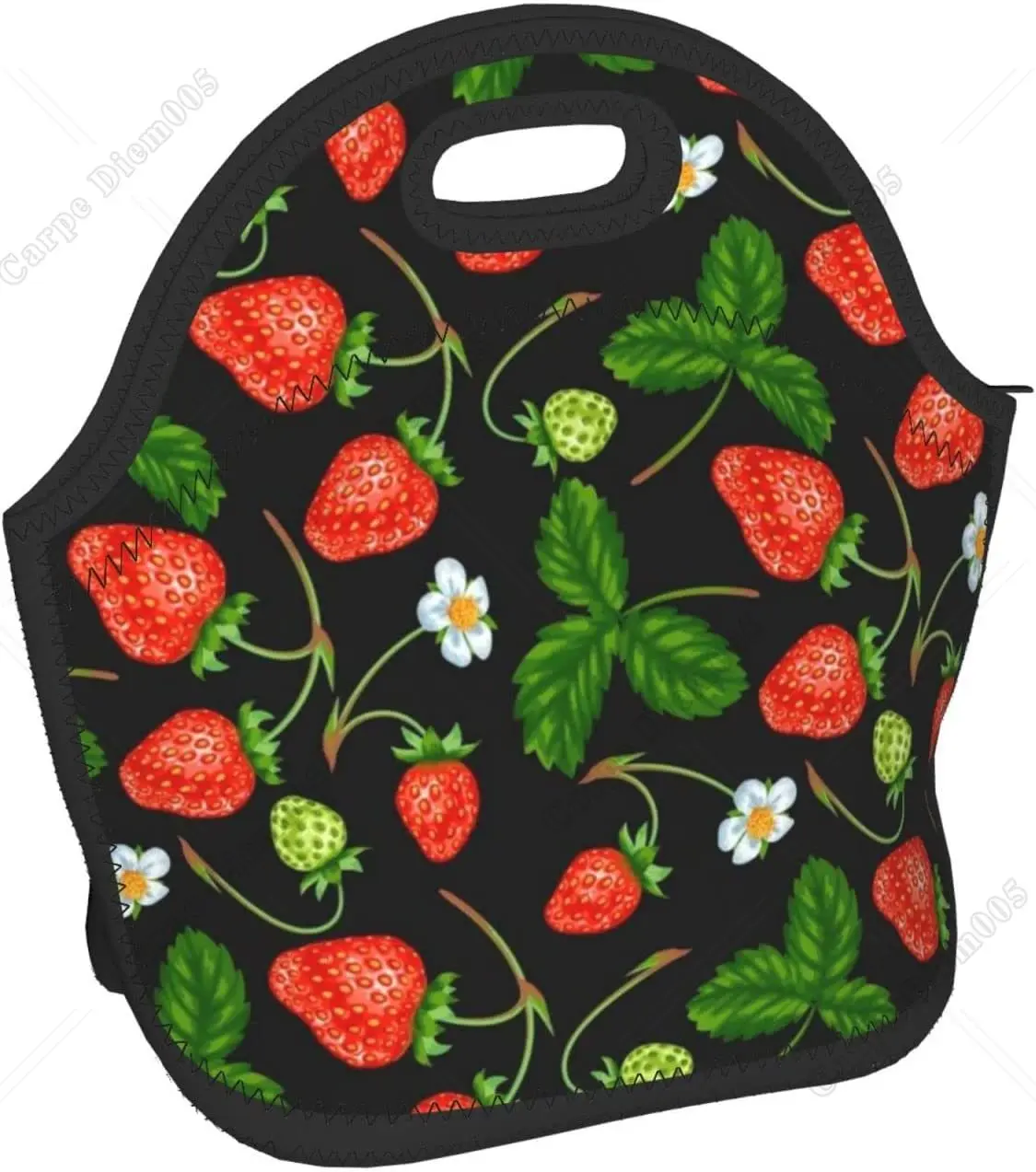 Insulated Neoprene Lunch Bag Fruit Strawberry Reusable Lunch Tote Bag For Camping Fitness Girls Boys