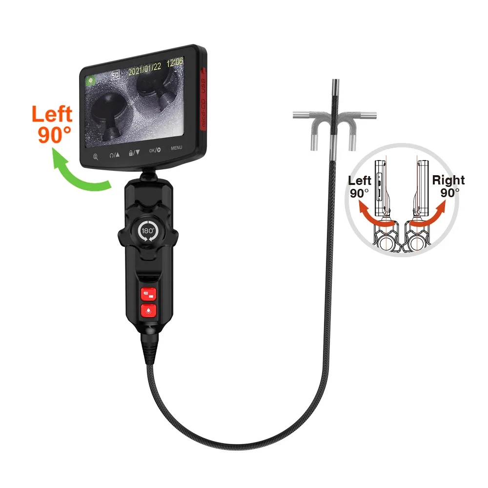 QBH-Caméra d'inspection de tuyaux US13, endoscope, endoscope, détection de moteur, vidéo, tuyau rigide, caméra sous-marine, 5 pouces