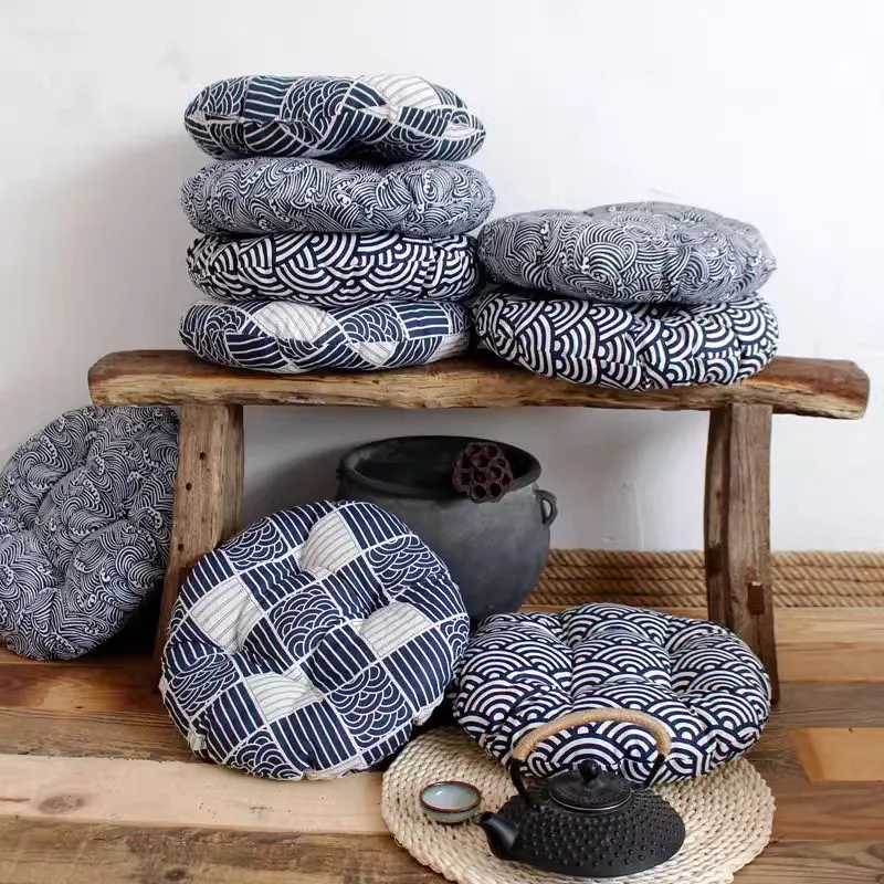 

Japanese Simple Handmade Customized Futon Tatami Cushion Bay Window Floor Mat Thickened Cotton Linen Fabric Chair Stool Mat