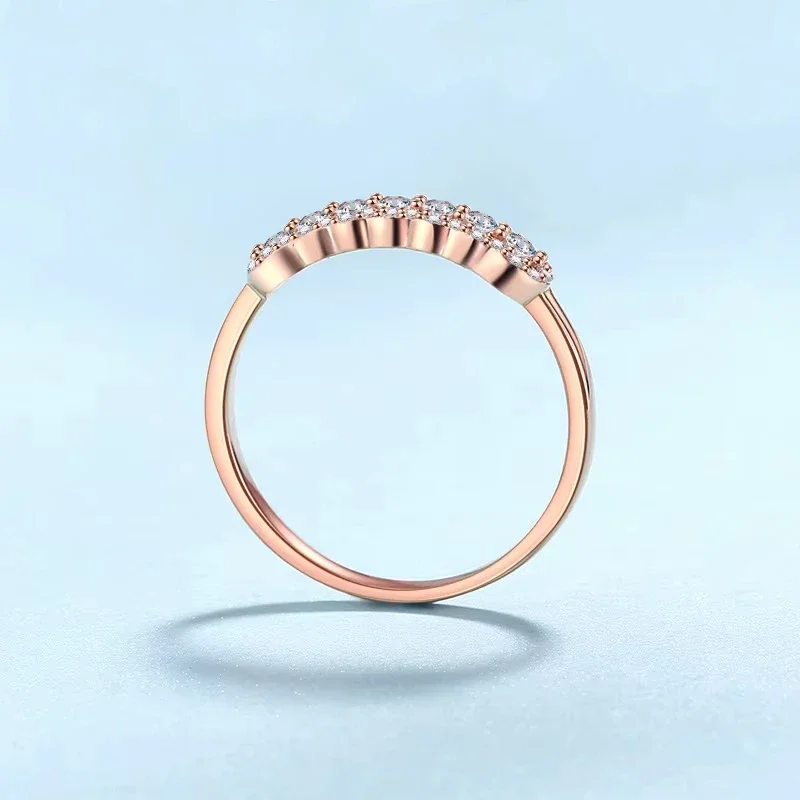 Women Wedding Band 18K Rose Gold Valentine's Day Rings Moissanite Diamond 0.37CT Engagement Girlfriend Birthday Gift Anniversary