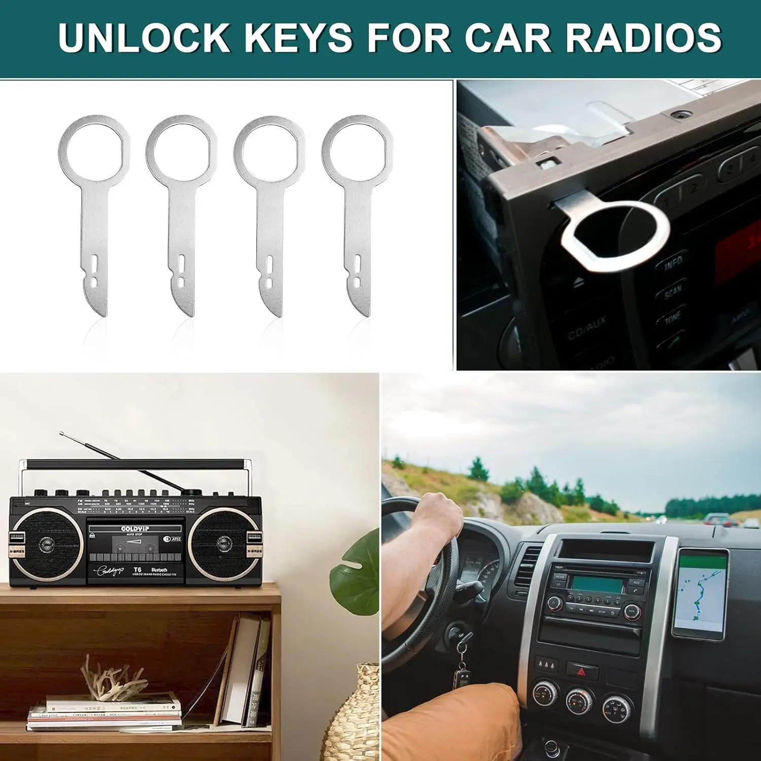4Pcs Radio Stereo Removal Extractor Key Release Pin Head Unit Audio Install Tool for Volkswagen Audi Mercedes Benz BMW Car Parts