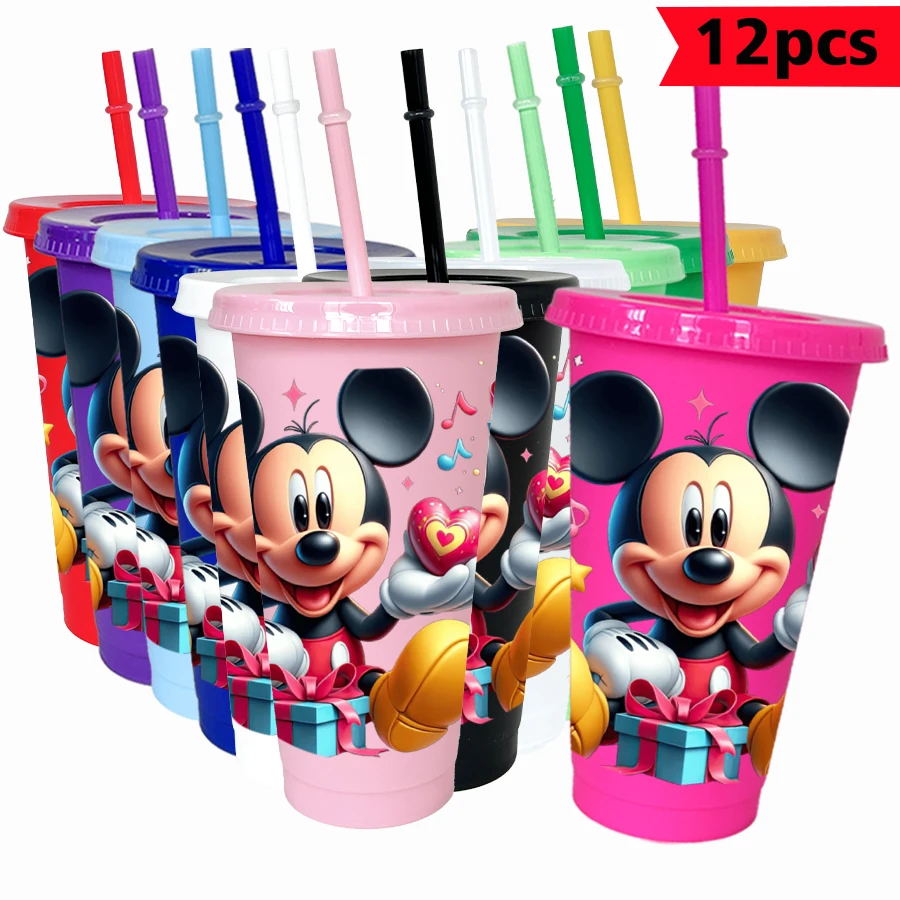 

12 pcs/pack Disney, Mickey, gift 26oz colorful plastic tumbler birthday party drinking utensils juice coffee cup