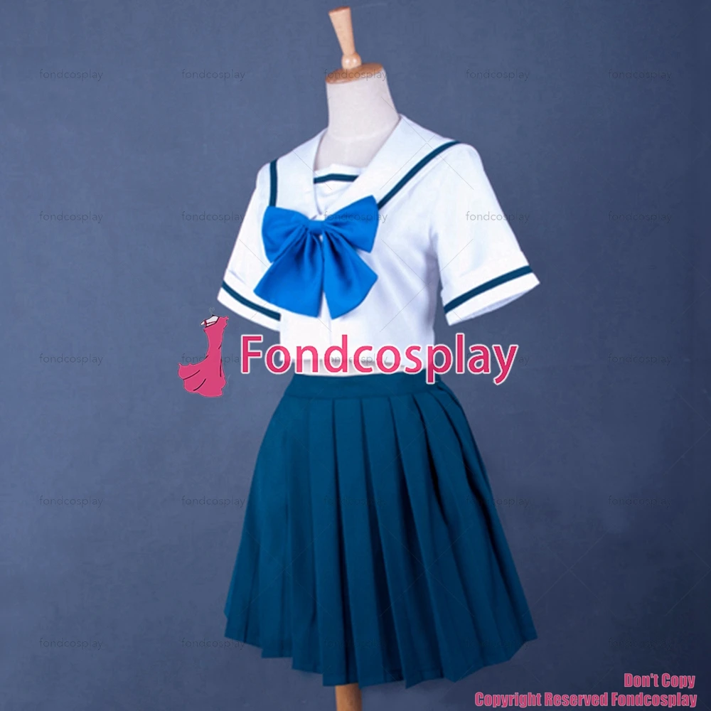 fondcosplay Robotics Notes Yoshino Nanjou School Uniform white cotton shirt Navy skirt Cosplay Costume CD/TV[G782]