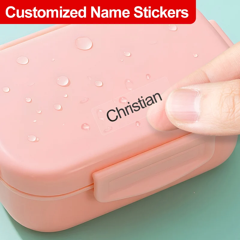 

‌ Изготовленные на заказ прозрачные именные бирки для школьников - водонепроницаемые наклейки, персонализированные канцелярские принадлежности, ланч-бокс и этикетки для бутылок с водой ‌