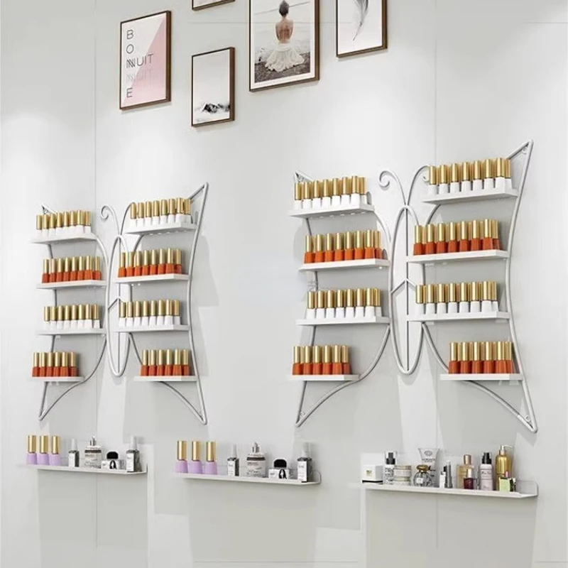 Iron Wall Hanging Nail Shop Storage System Nail Polish Glue Shelves Wall Decoration Large Capacity Display Shelf