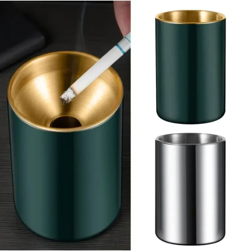 Stainless Steel Ashtray - Smokeless, Spill-Proof Design for Indoor & Outdoor Use, Easy-Clean Odor-Resistant Surface