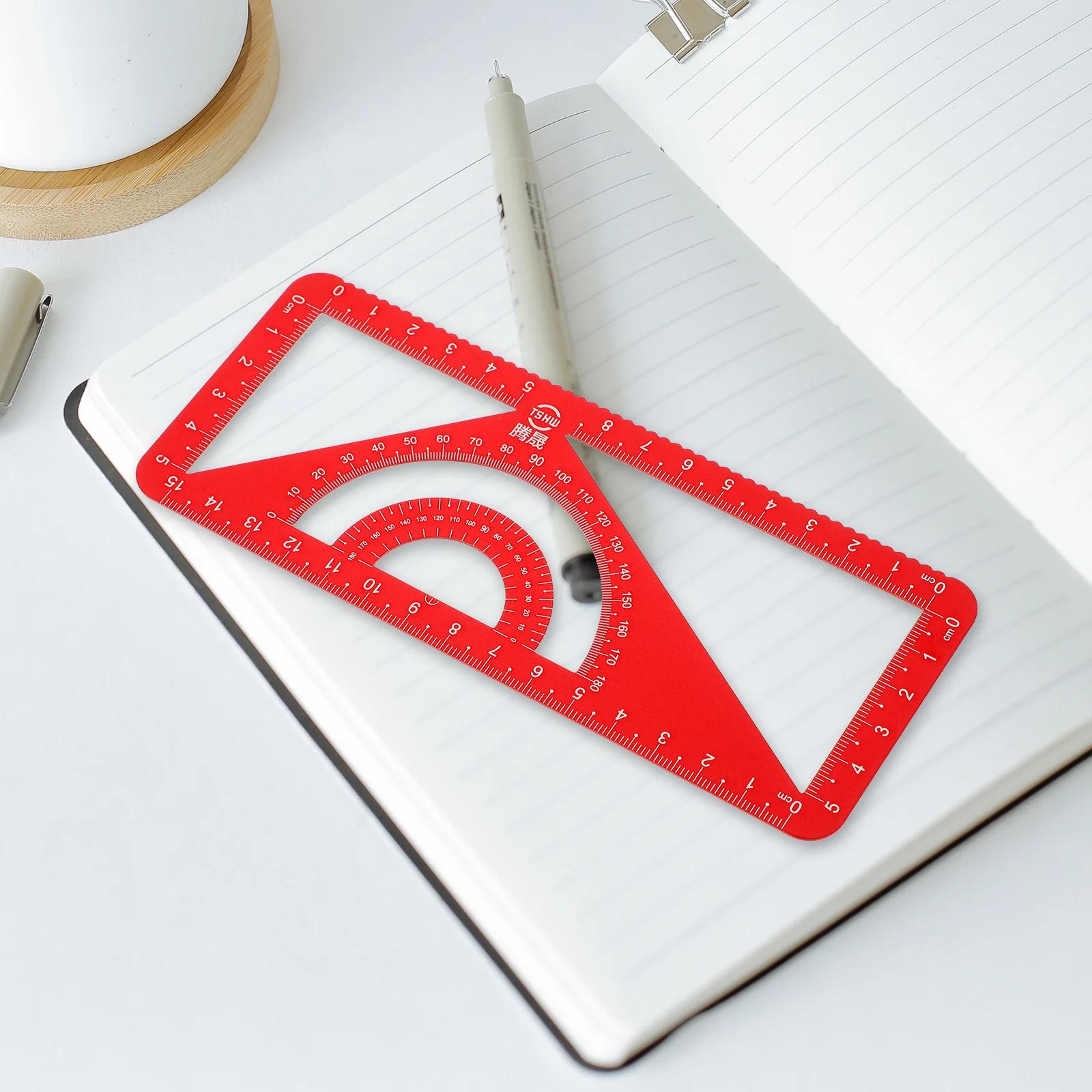 Aluminum Alloy Ruler Set 15Cm 30Cm Multifunctional Protractor Triangle Straightedge Measuring Tool For School Office