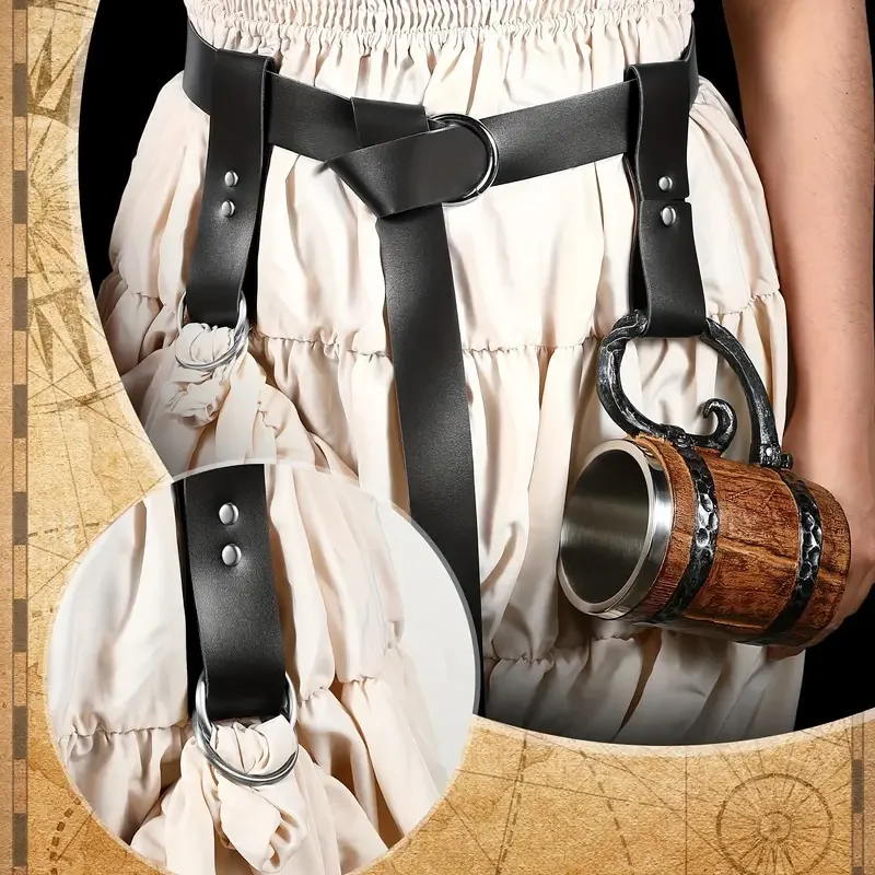 Three-piece Renaissance Belt Skirt Hiking Suit Medieval Festival Costume Halloween Accessories Casual Belt