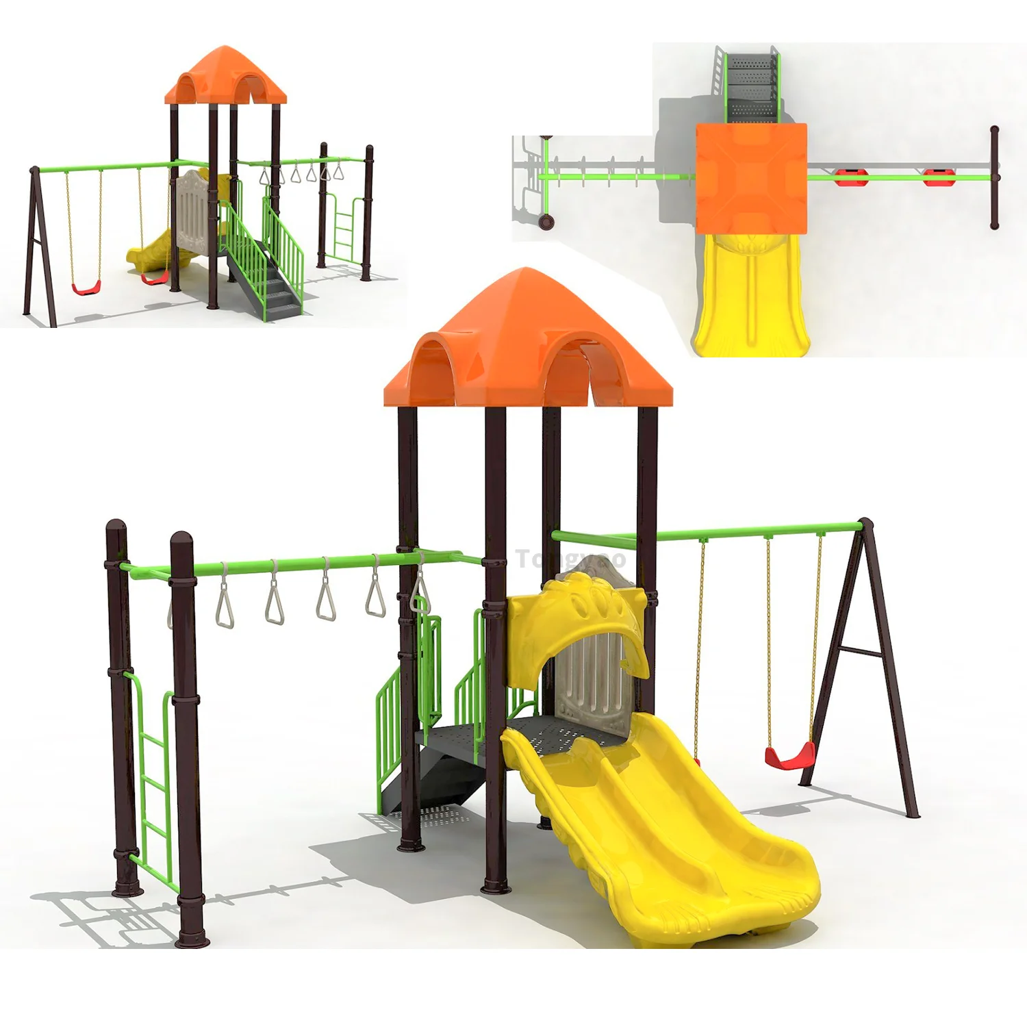 شريحة صغيرة للأطفال مع شريط قرد لمعدات اللياقة البدنية في الحديقة العامة الخارجية #4