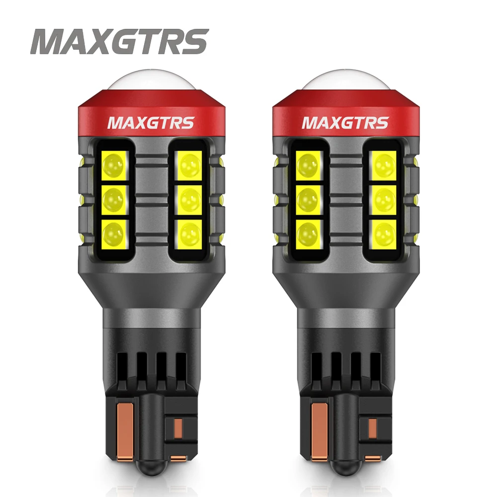 2Pcs T15 W16W LED Rear Back-up Light Bulbs 6500K White 906 904 912 921 Reverse Light With HD Projector LENS Super Bright Canbus