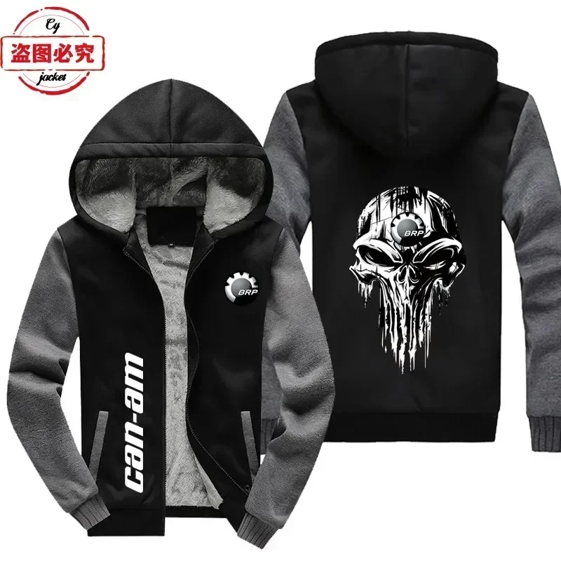 European Size CAN-AM Motorcycle Logo Printed Men's Jacket Racing Suit Top Casual Fleece Warm Hoodie Cycling Suit Work Clothes