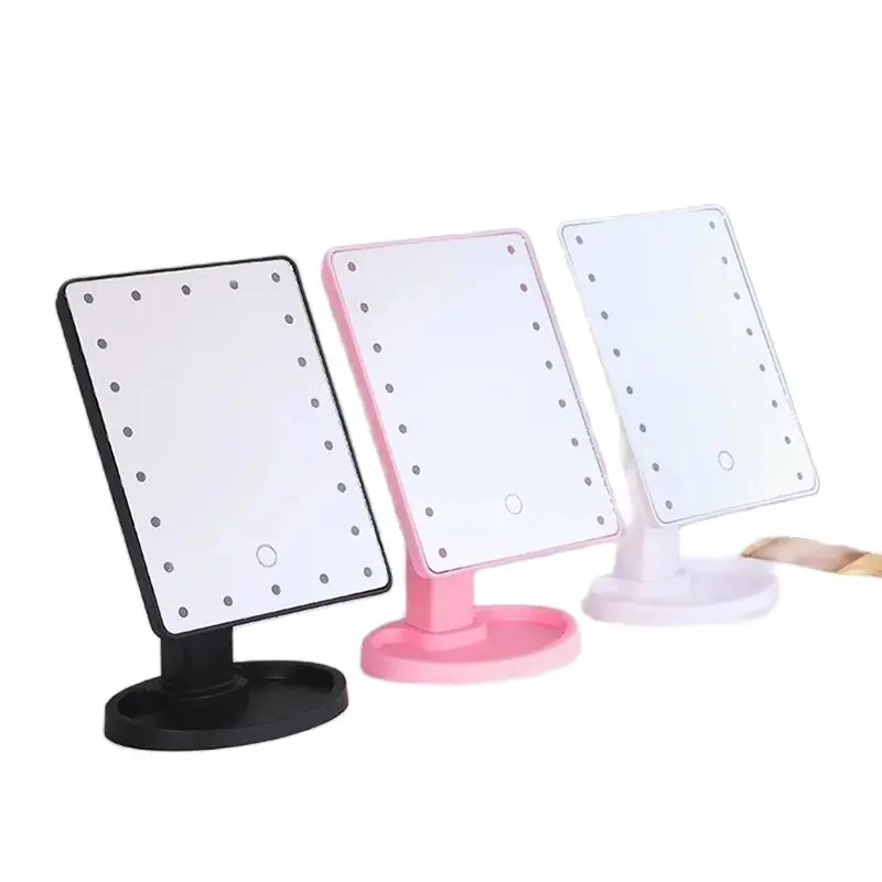 مرآة تجميل مع لمبة ليد أضواء ، مرآة مكياج مضيئة مرآة تجميل مع لمبة ليد شاشة تعمل باللمس ، 180 درجة دوران ، مرآة مكتب للنساء ، أسود ، أبيض