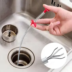 60/90/160cm Kitchen Sink Cleaning Pipe Plunger and Sinks Sewer Toilet Unclogging with Grab Handle Four-jaw Pickup Hair Remover