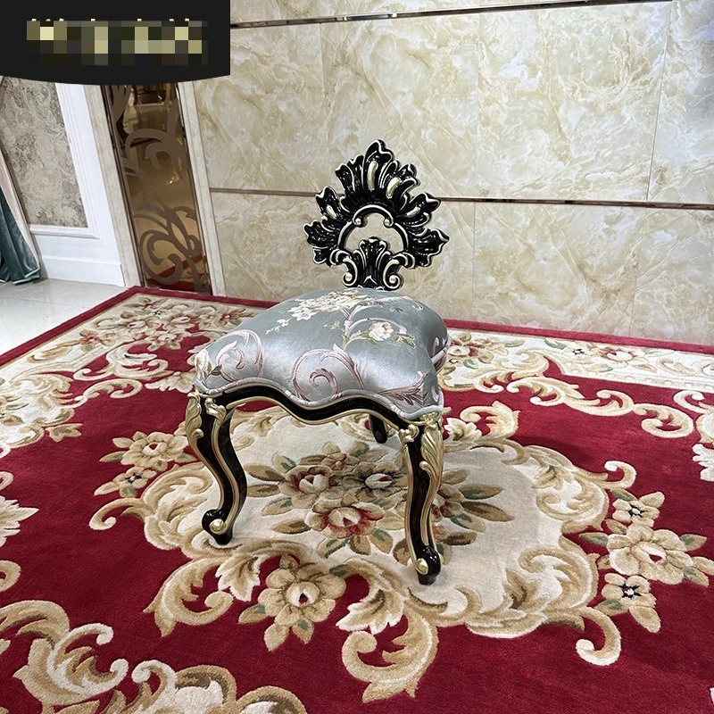 French solid wood fabric embroidery dressing stool, European bedroom dressing stool dressing table household mini