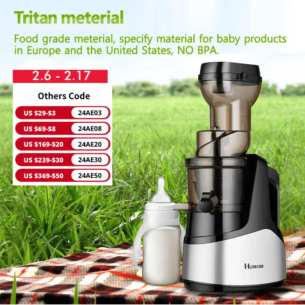 Huwow Wholesale Drinkware Juicer Table 3c Tritan Material Stirring Manual Juicers Blenders Easy To Clean Low Speed Antioxidant